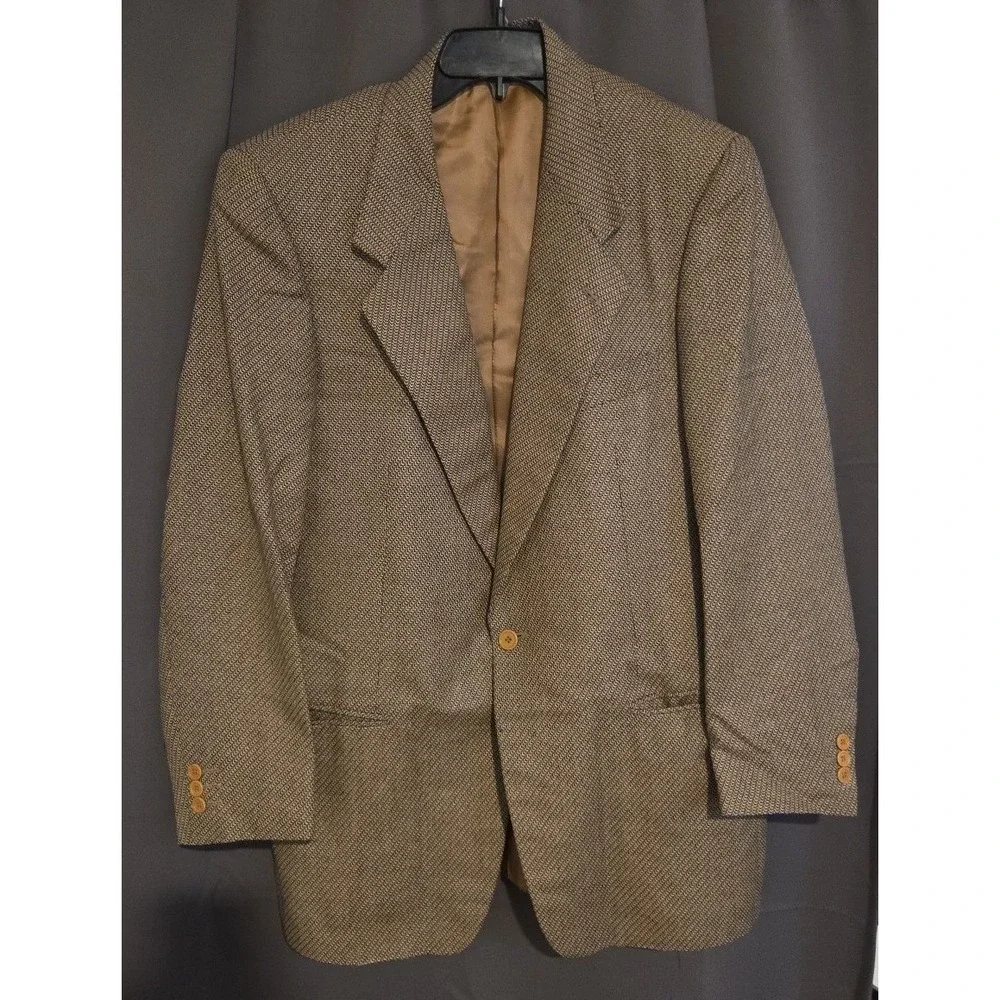 Linea Trussini Nuova Brown Micro Pattern Wool‎ Blazer, Men's 40R Sport Coat